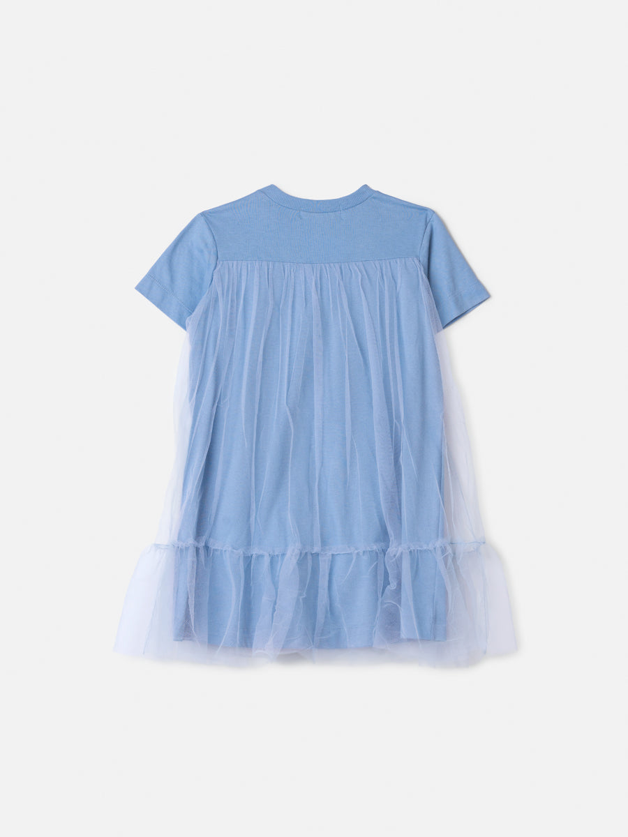 Vestido Minnie Tule Azul Celeste Animê