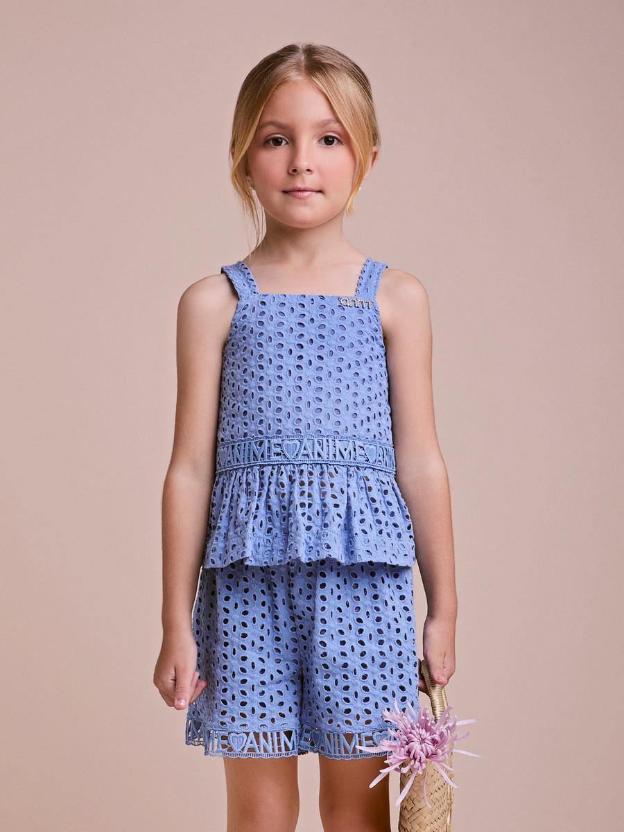 Conjunto Blusa e Short Azul Anime