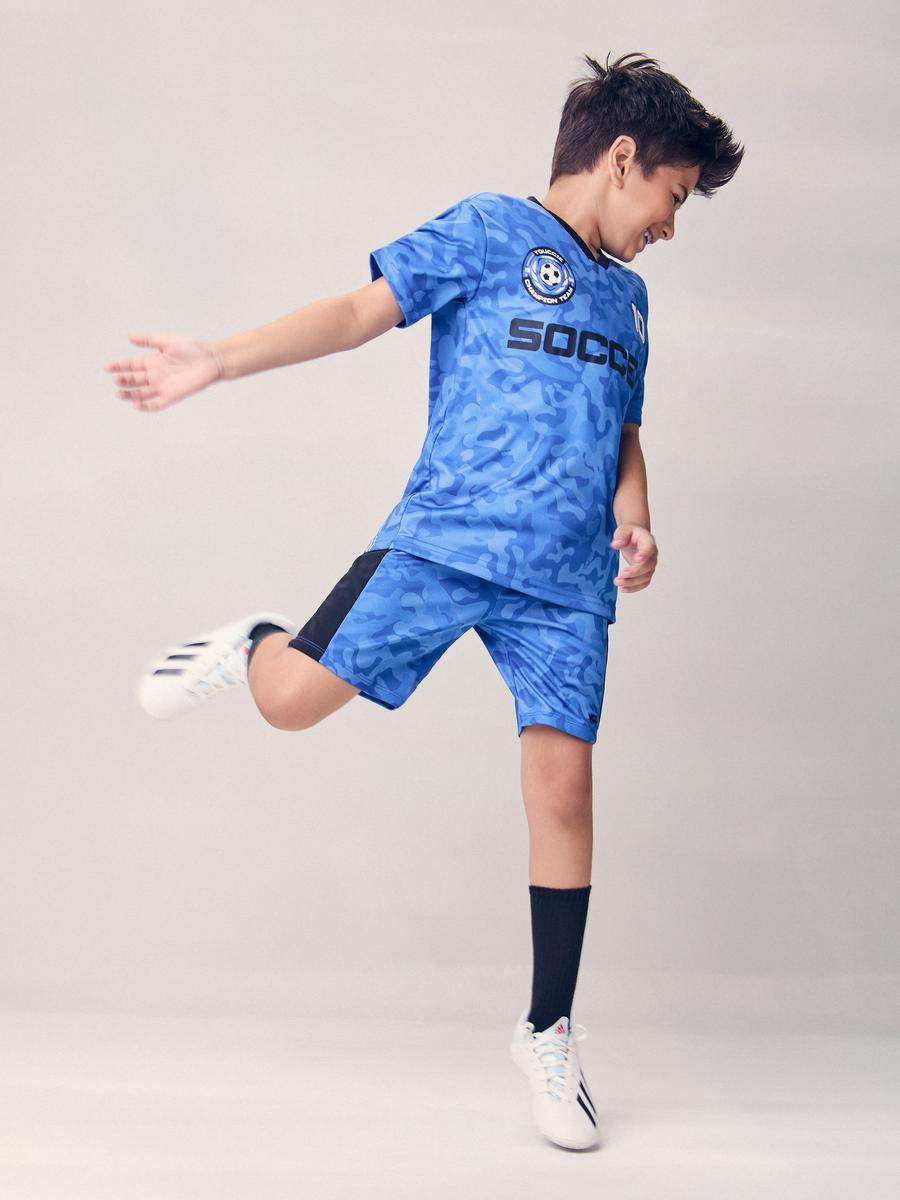 Conjunto T-Shirt e Bermuda Camuflada Azul Soccer Youccie