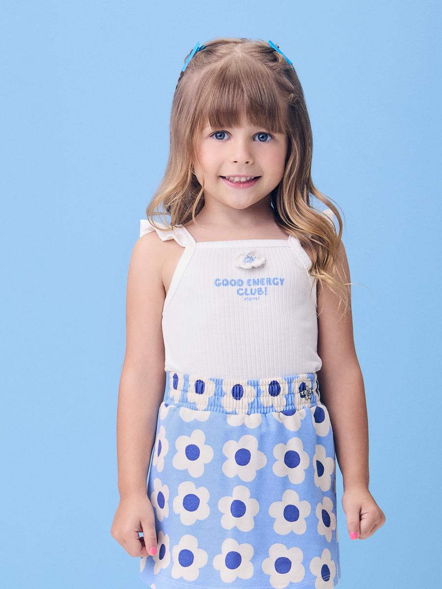 Conjunto Azul com Aplique de Flor Momi