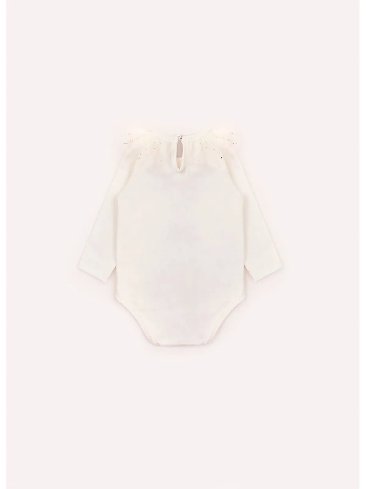 Body Cotton Gola Tule Cristais Off White - BambolePetit
