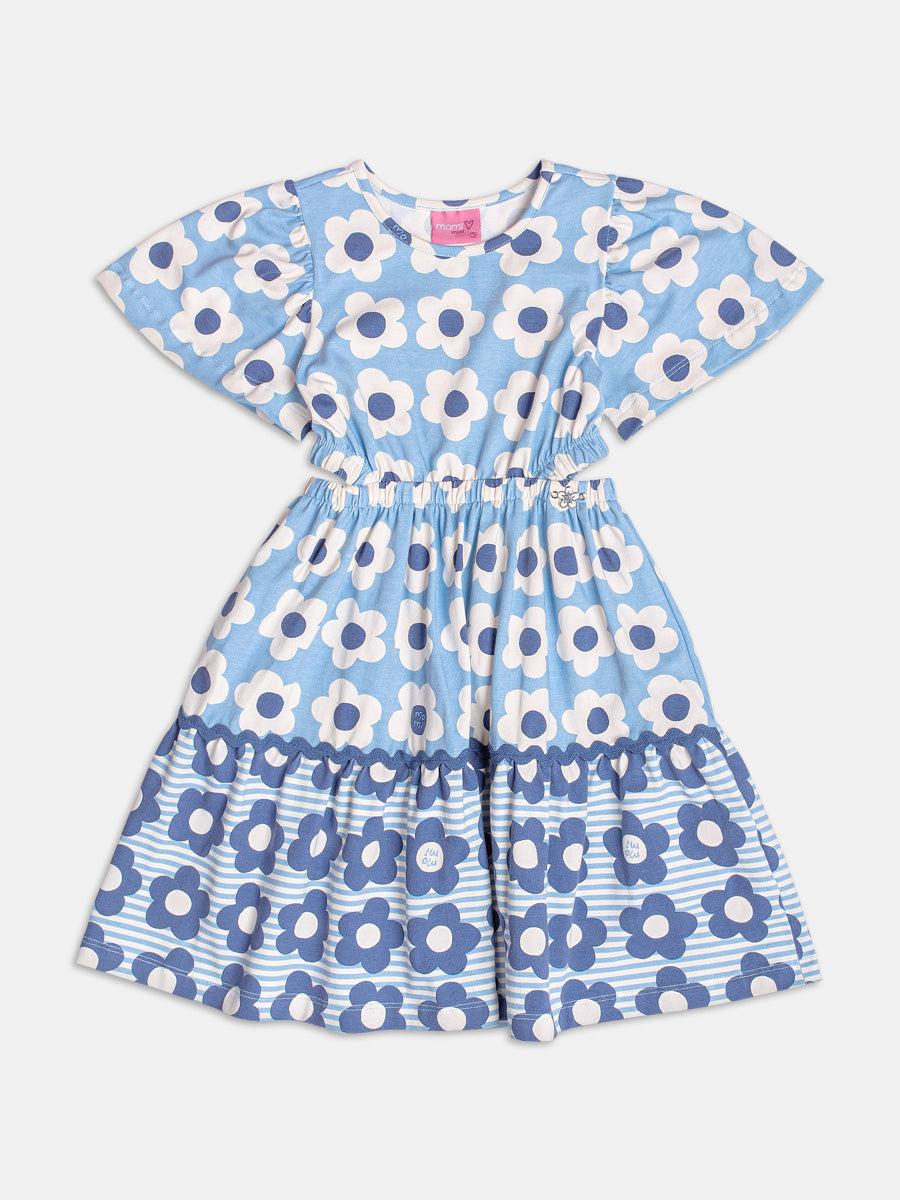 Vestido Flores Fofas Azul Momi