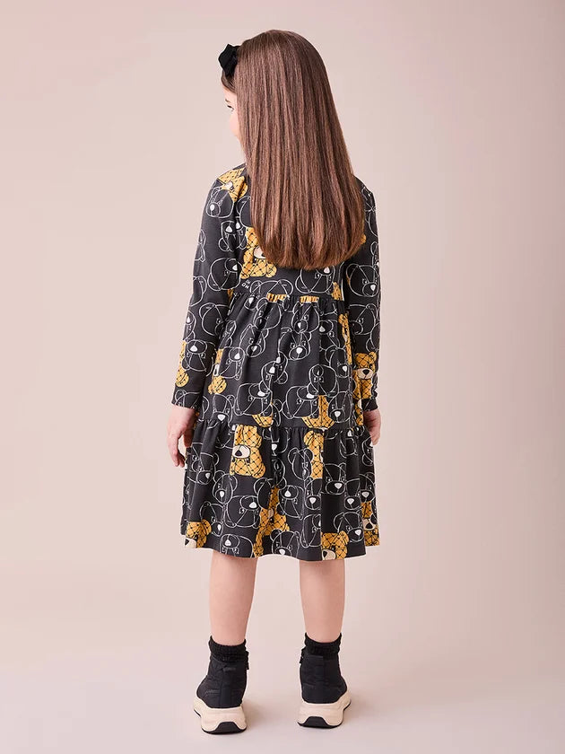 Vestido Preto com Estampa de Urso