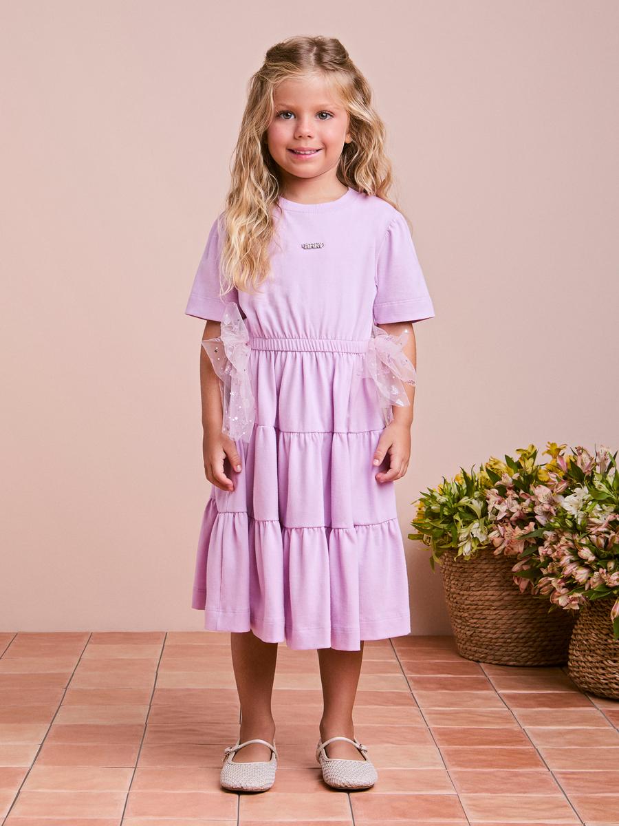 Vestido Malha Lilás Laços Anime