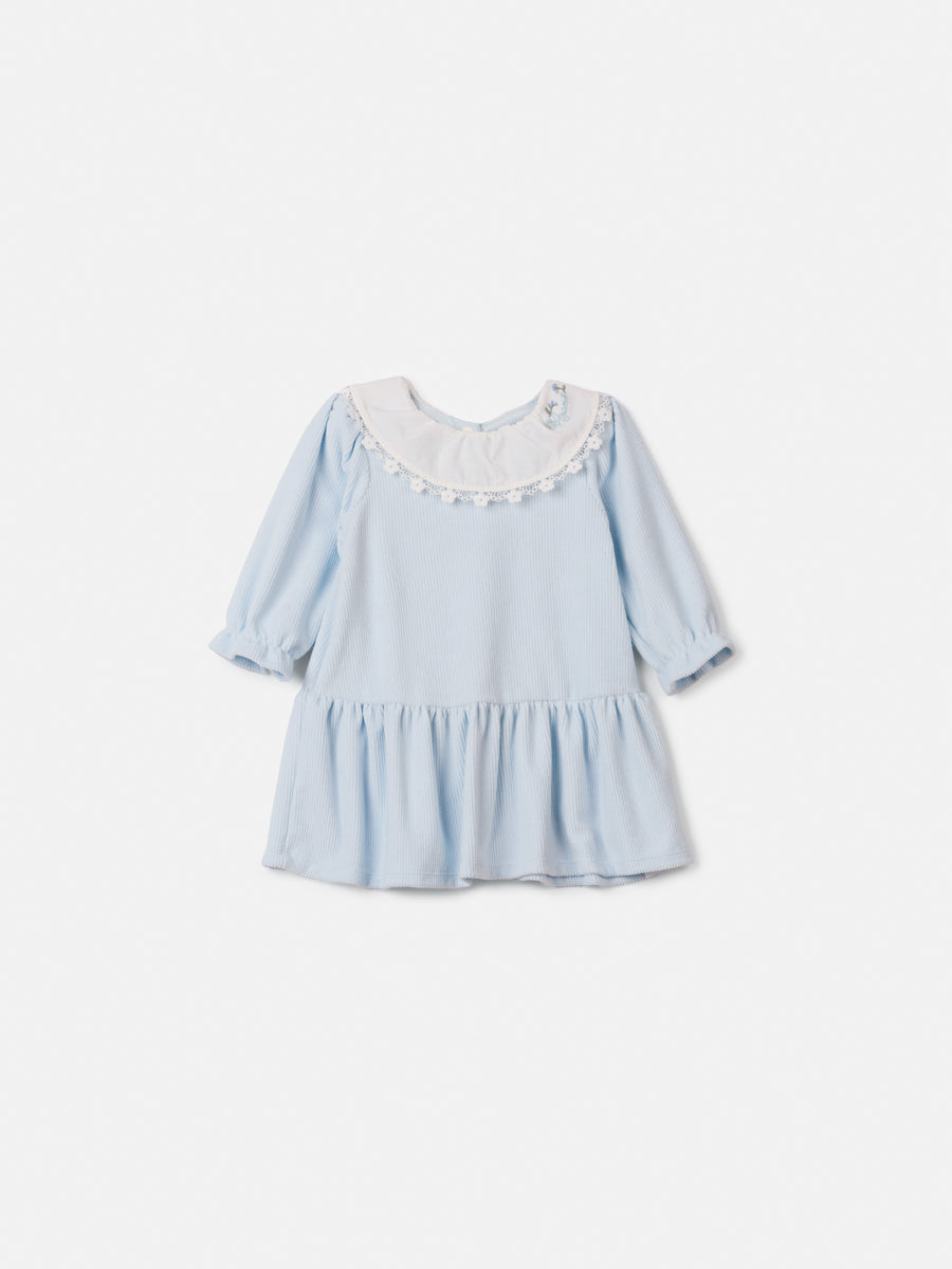 Vestido Com Gola  Azul Claro Animê