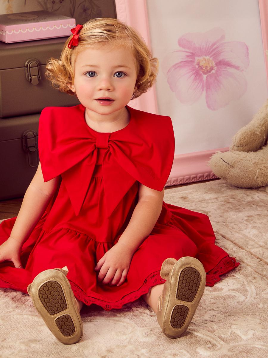 Vestido Vermelho Infantil com Maxi Laço Anime