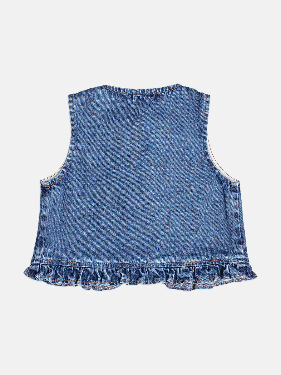 Colete Em Jeans Com Babados Momi
