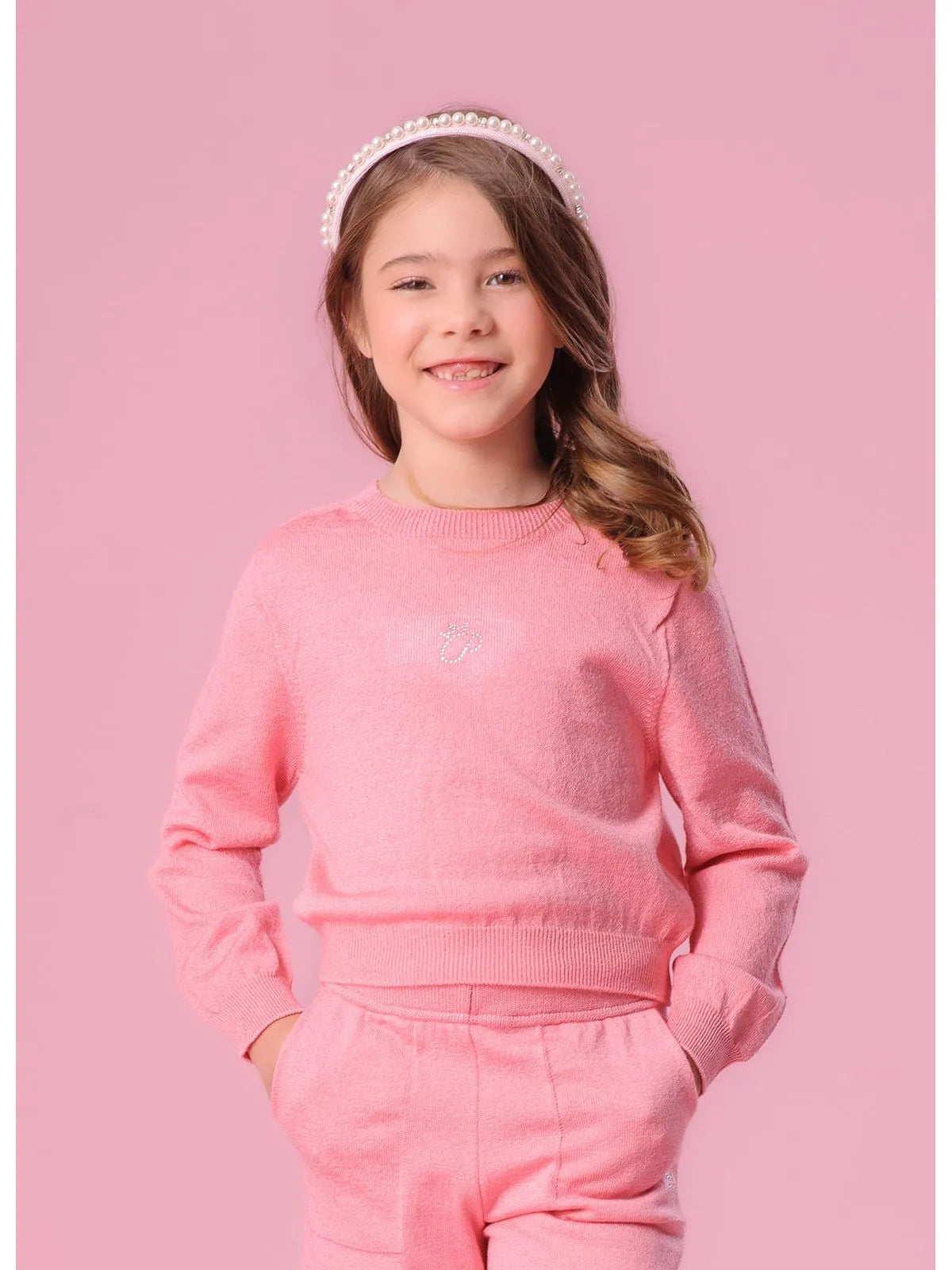 Blusa Tricot Sem Costura Cropped P Cristal Rosa Cosmos