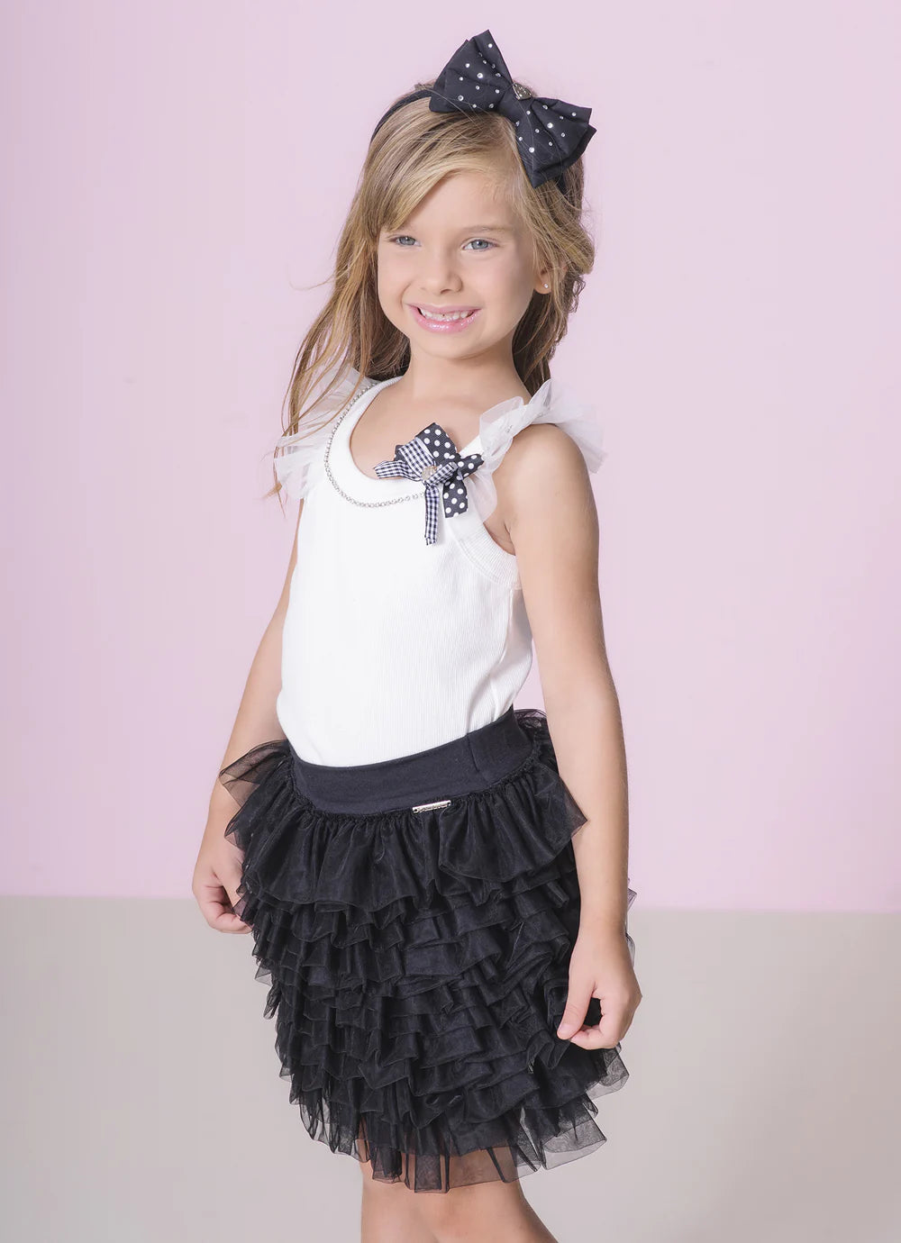 Saia Short Camadas Frufru Tule Preta Pituchinhus