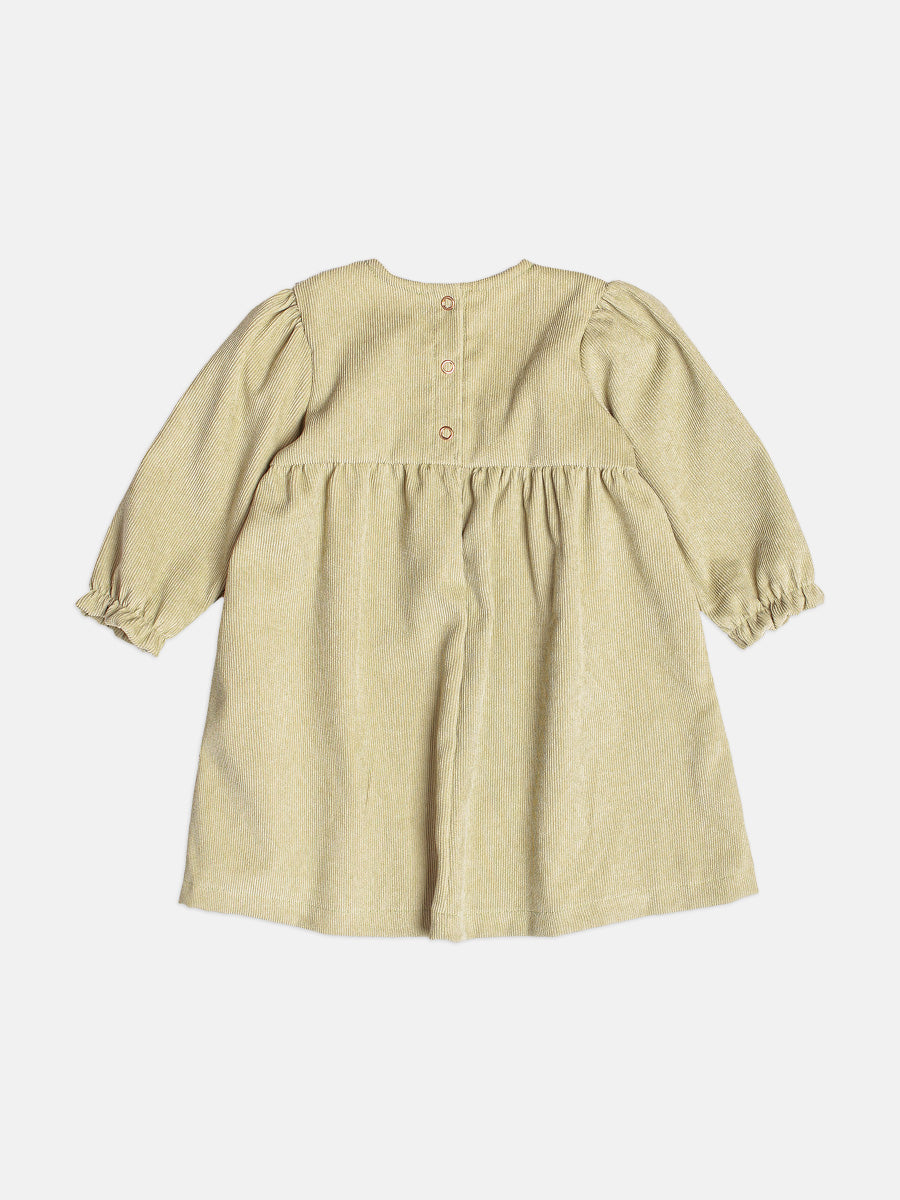 Vestido Manga Longa Patch Florzinhas  Verde Momi