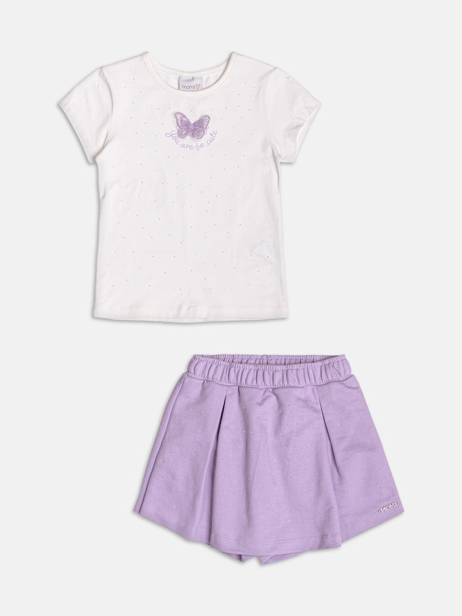 Conjunto Blusa e Shorts Borboleta Lilás Momi