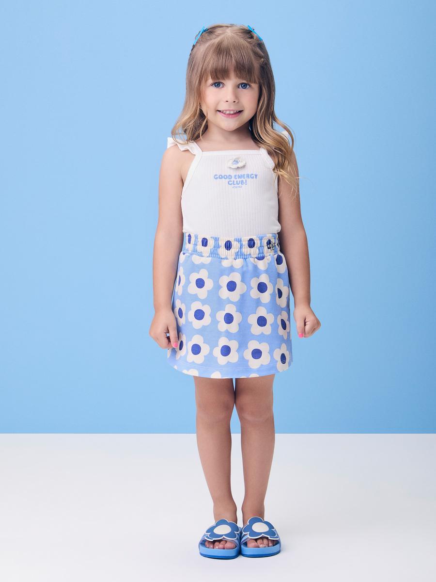 Conjunto Azul com Aplique de Flor Momi