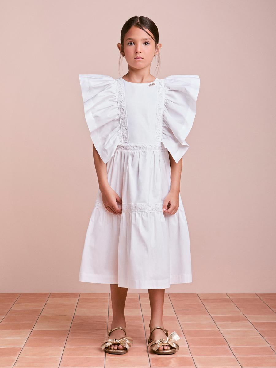 Vestido Babados Off White Anime