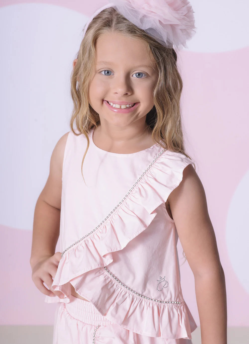 Blusa Algodão Babado Rosa Pituchinhus