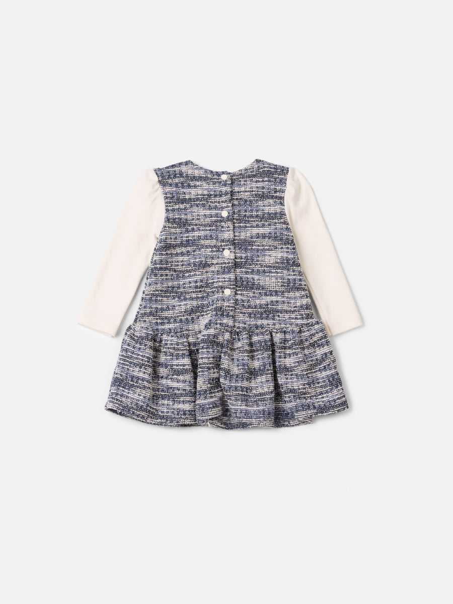 Vestido Com Gola Xadrez Azul/Prata Animê