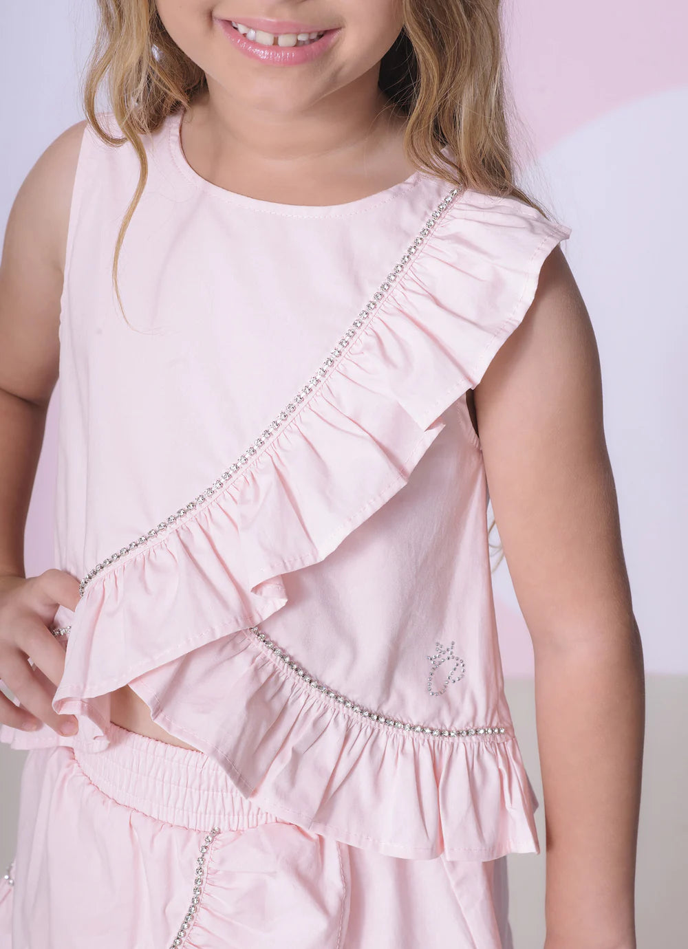 Blusa Algodão Babado Rosa Pituchinhus