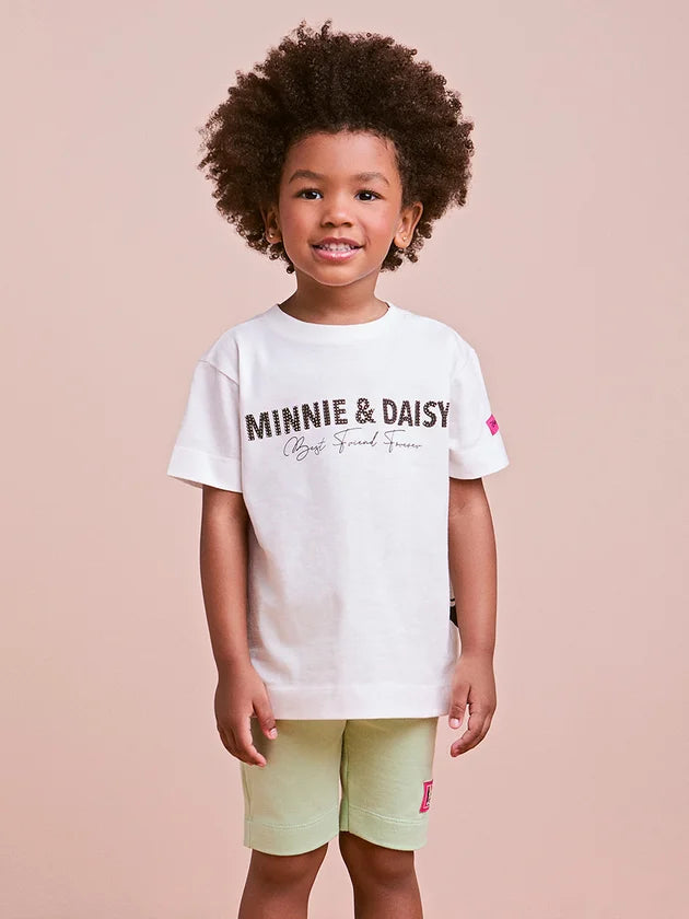 Conjunto T-Shirt e Legging Minnie & Daisy com Strass