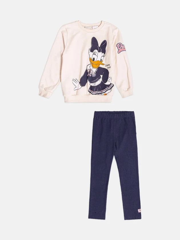 Conjunto Casaco Legging Bege Daisy Duck Momi