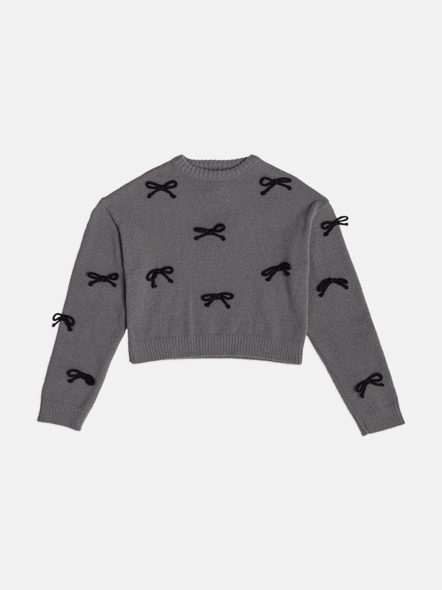 Casaco Tricot Com Lacos Cinza Grafite I Am