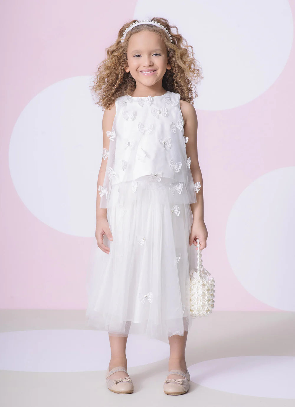 Regata Algodão Tule Laçinhos Off White Pituchinhus