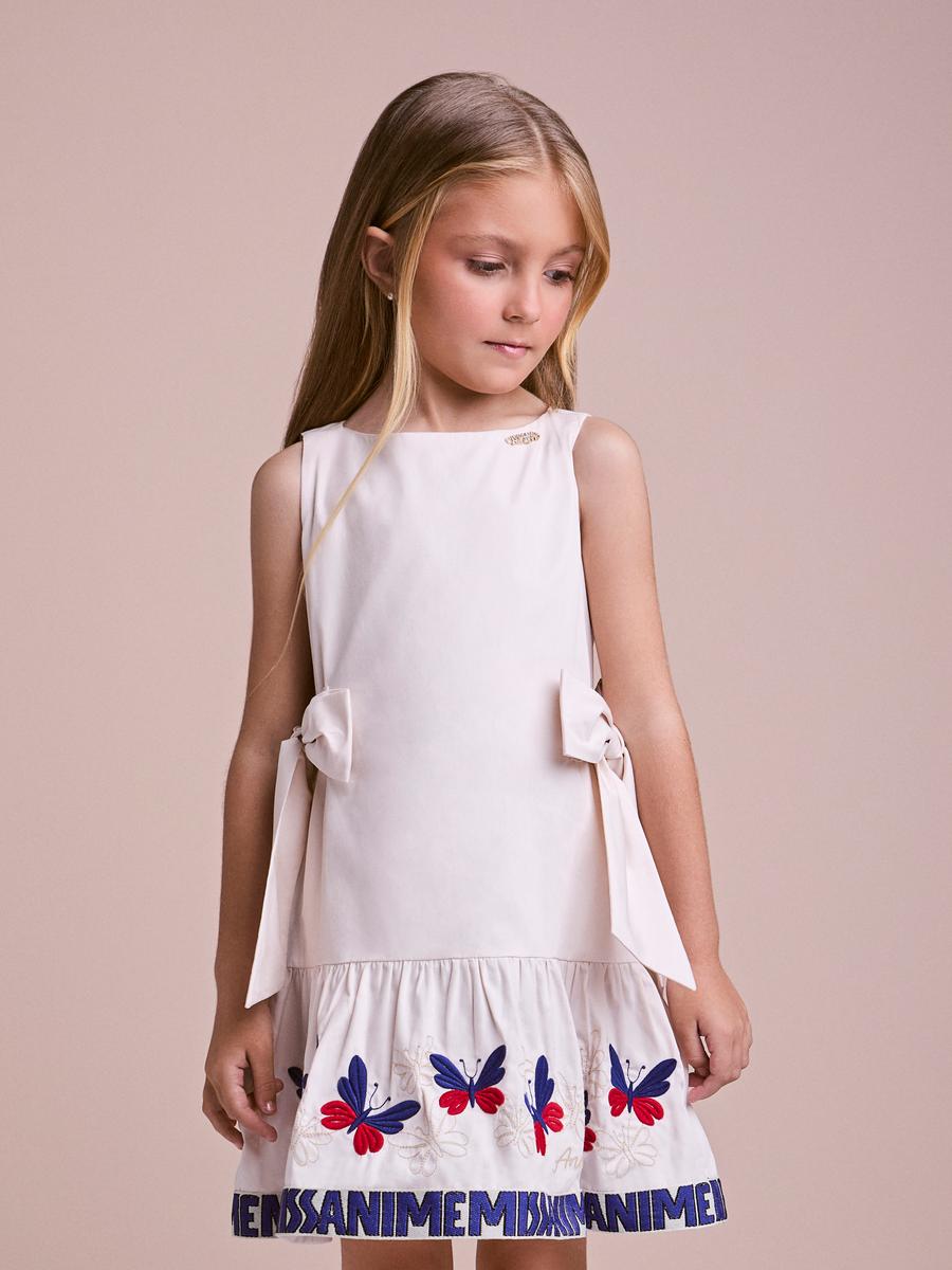 Vestido Infantil com Borboletas e Laços Anime