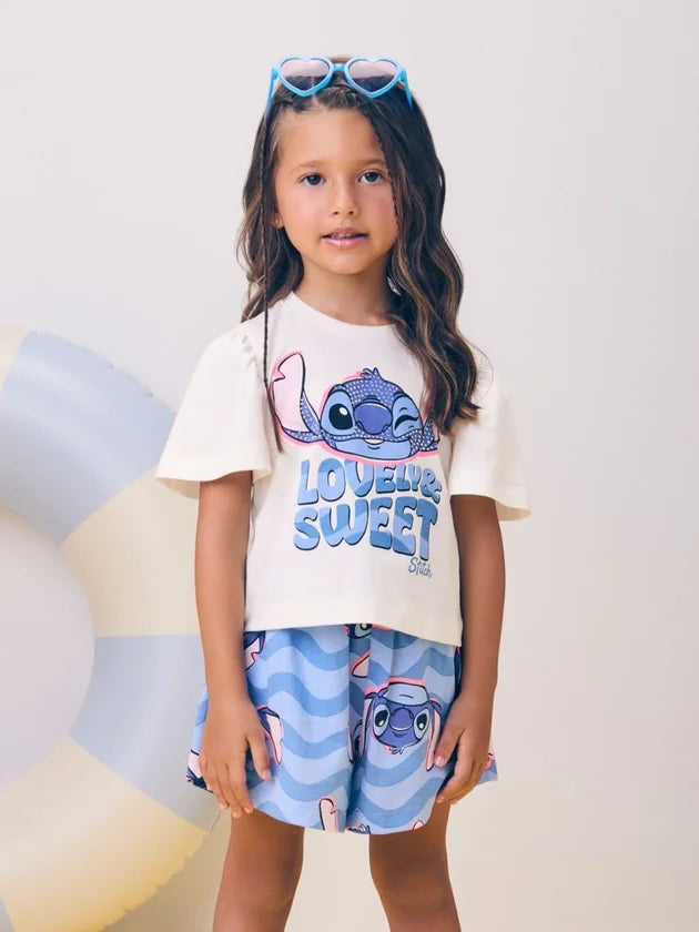 Conjunto Blusa e Shorts Stitch Strass Momi