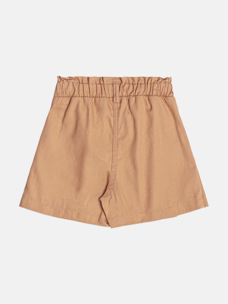 Shorts Saia Em Sarja Bege Escuro Momi