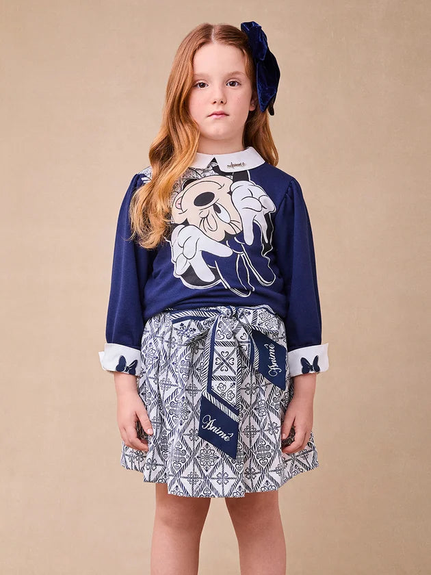 Casaco Moletom Com Gola Minnie Azul Marinho - BambolePetit
