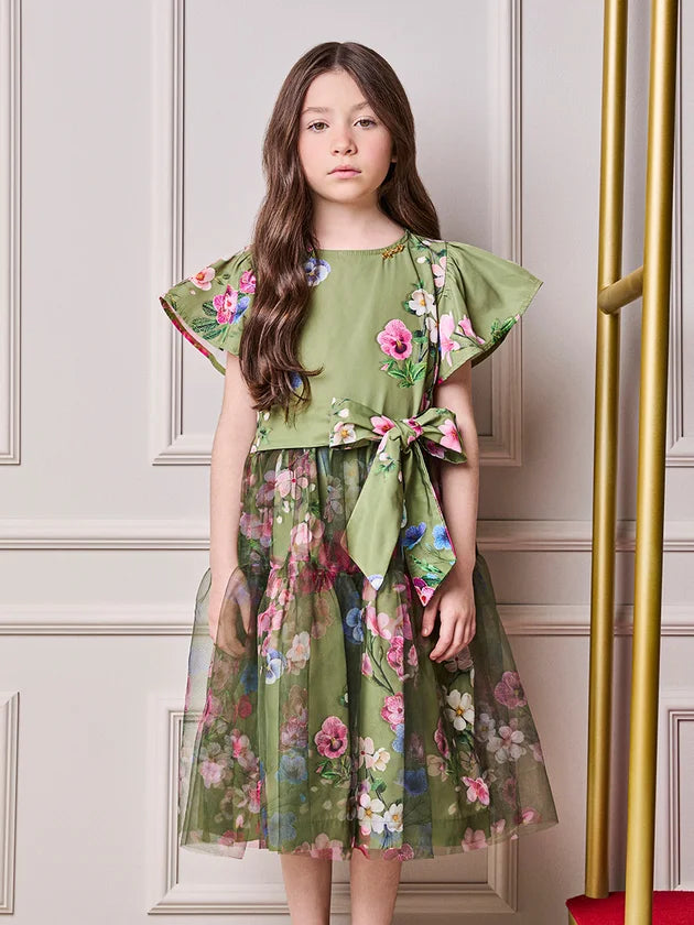 Vestido Floral Tule Floral Bordado Animê