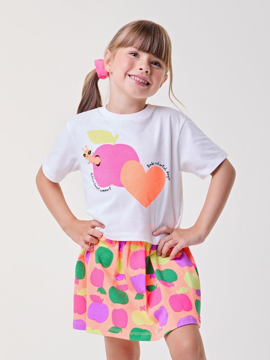 Conjunto Rosa Fruit Print de Maçãs Bimbi