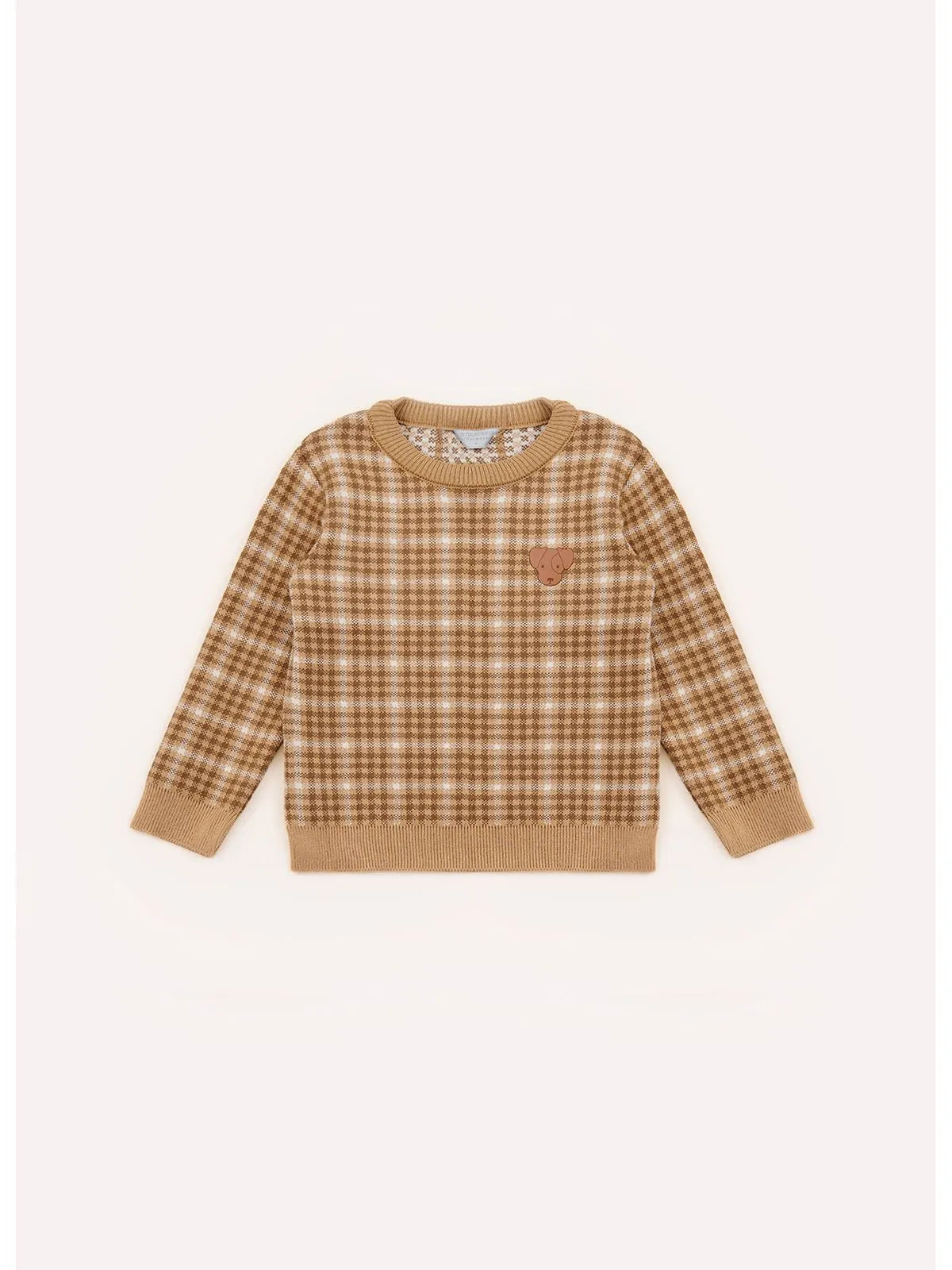 Blusa Tricot Xadrez Patche Couro For Boys Amarelo Tabua - BambolePetit