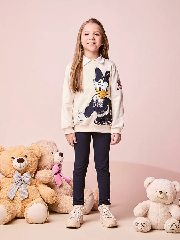 Conjunto Casaco Legging Bege Daisy Duck Momi