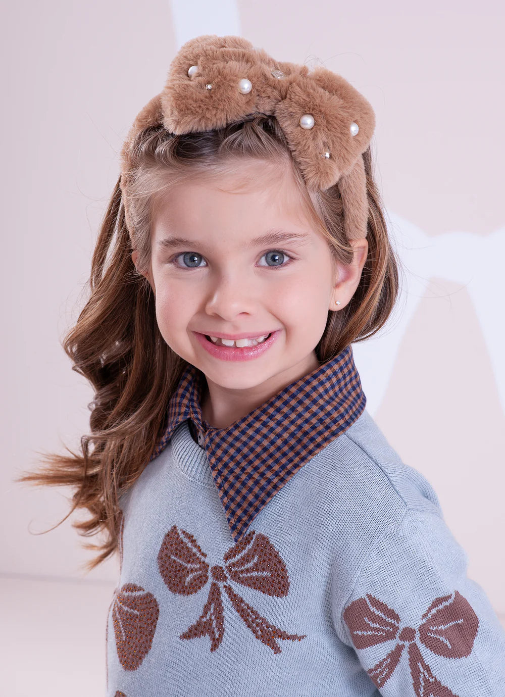Blusa Tricot Multi Laços Cristal Mescla Azul Claro Pituchinhus