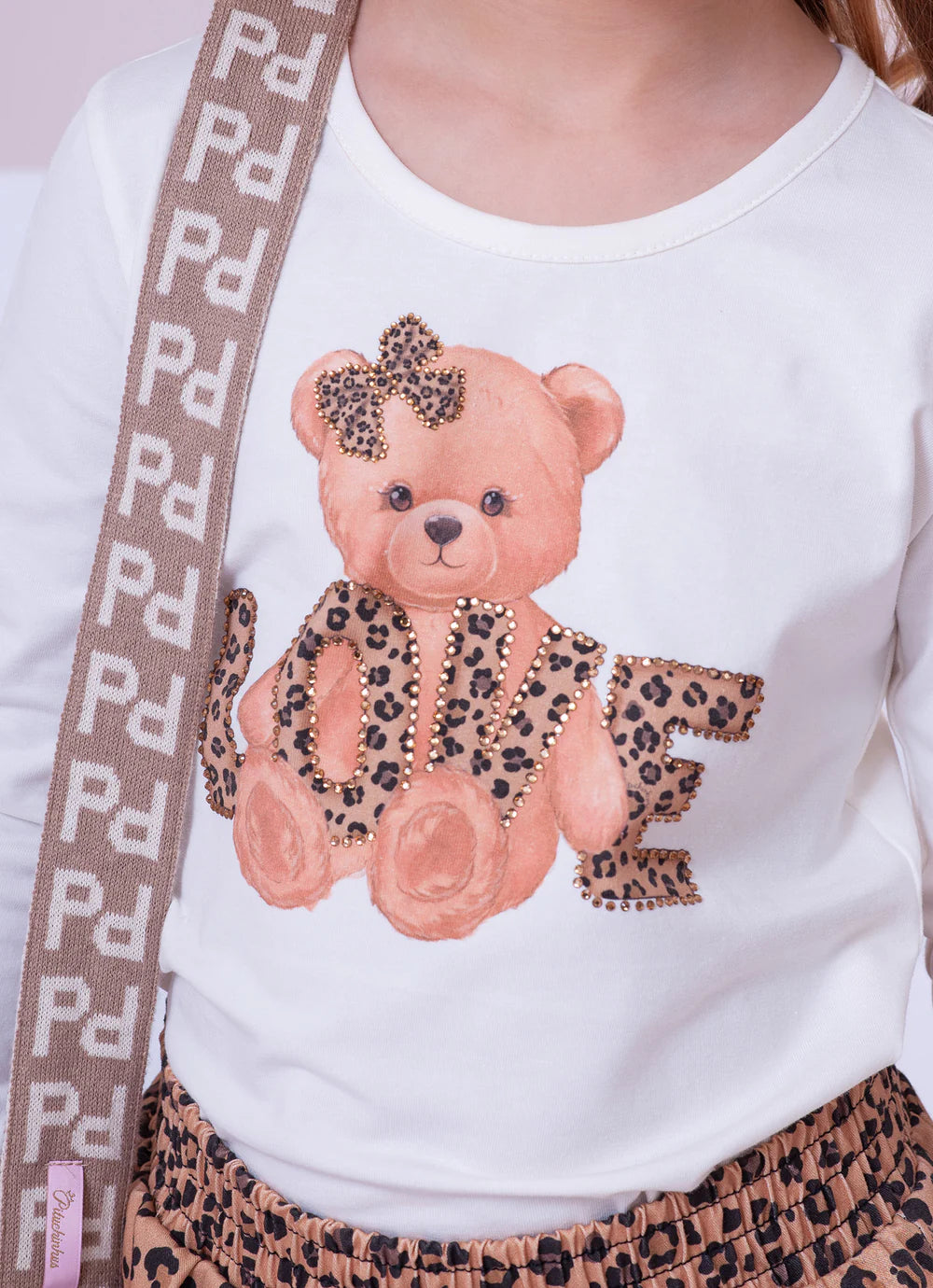 Blusa Cotton Ursinha Love Off White Pituchinhus
