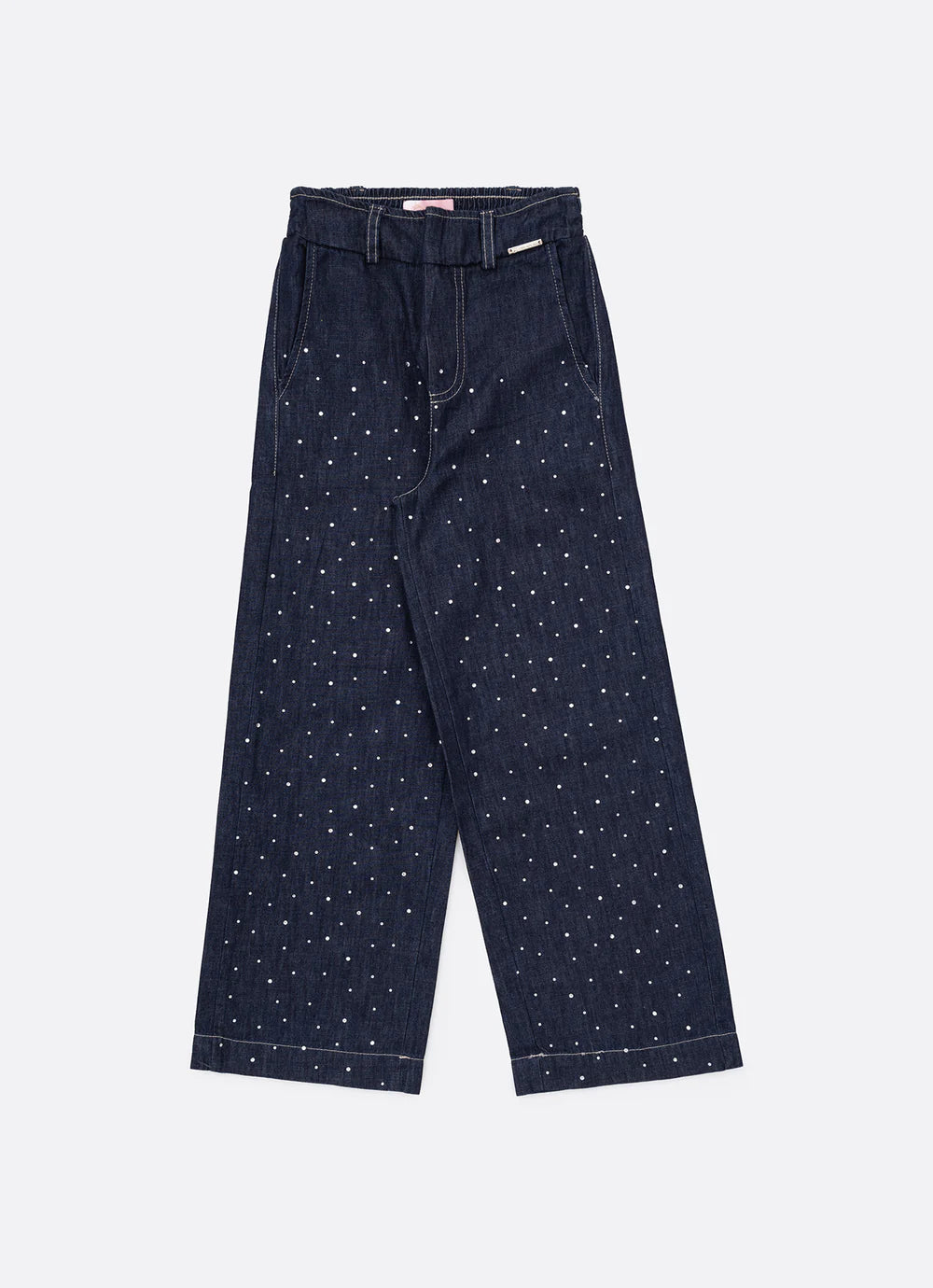 Calça Reta Jeans Fino Cristais Pituchinhus