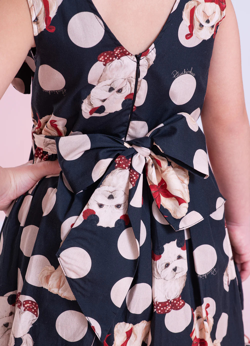 Vestido Algodão Est Poa Cachorros Laço Cachorrinhos Poa Pituchinhus