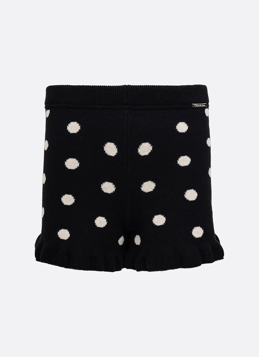 Short Tricot Poá Babadinho Preto Pituchinhus