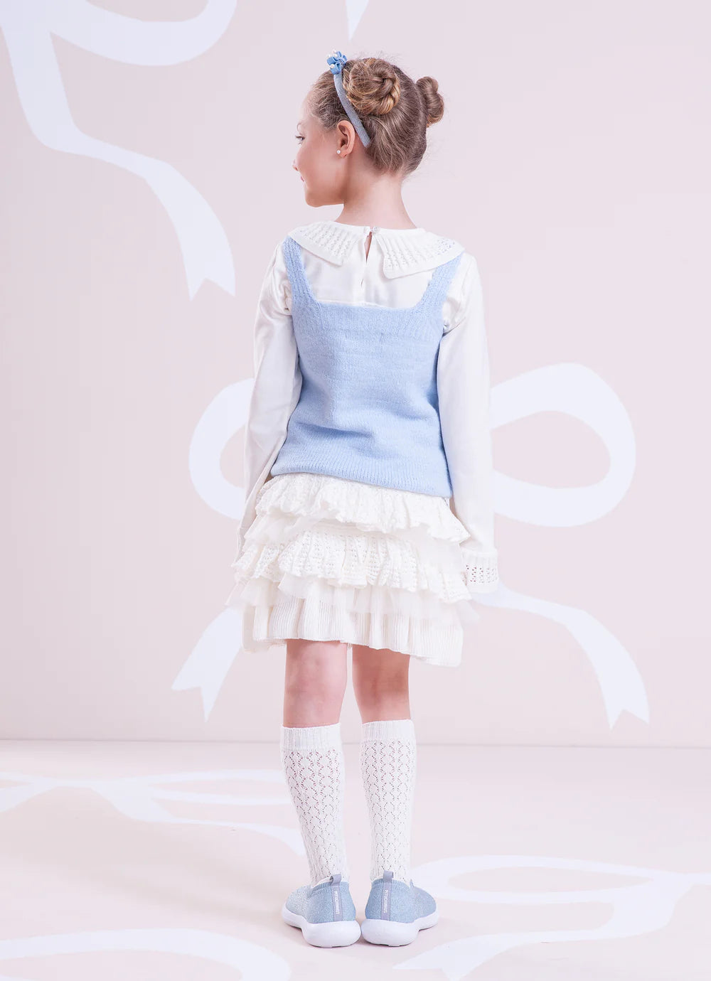 Colete Tricot Sem Costura Cristais Blue Sky Pituchinhus