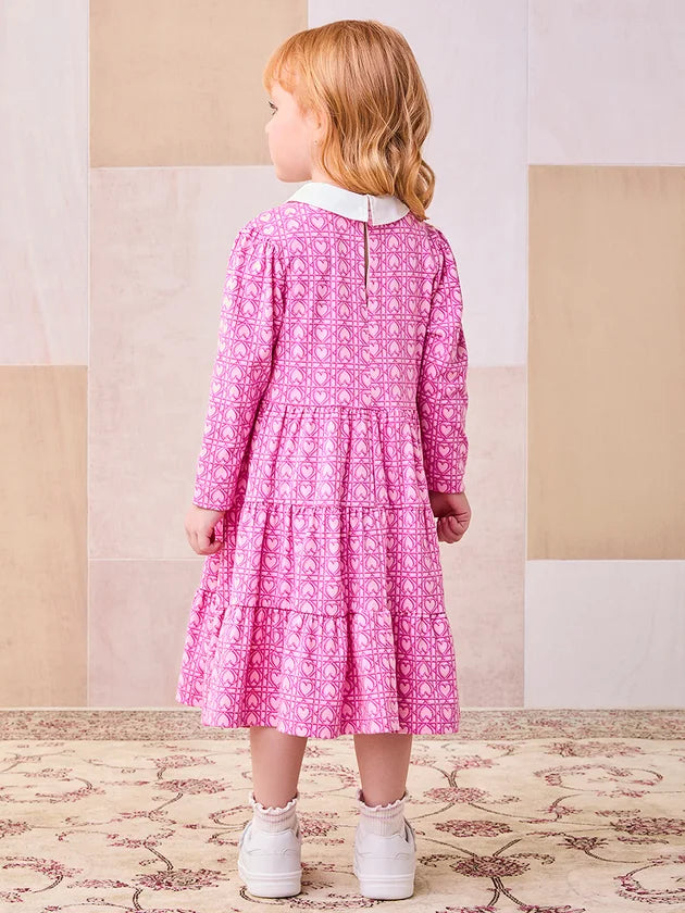 Vestido Rosa com Estampa de Corações