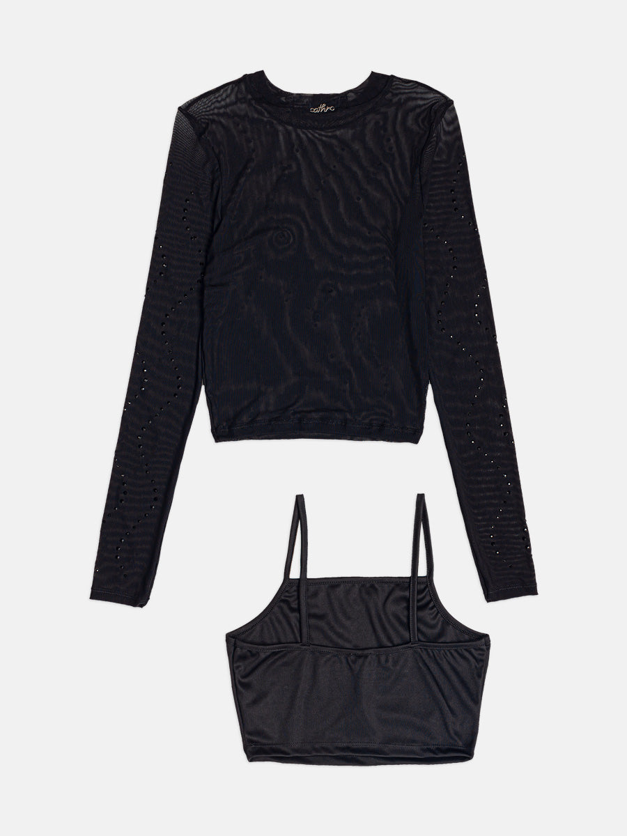 Blusa Tule Com Strass Preto I Am