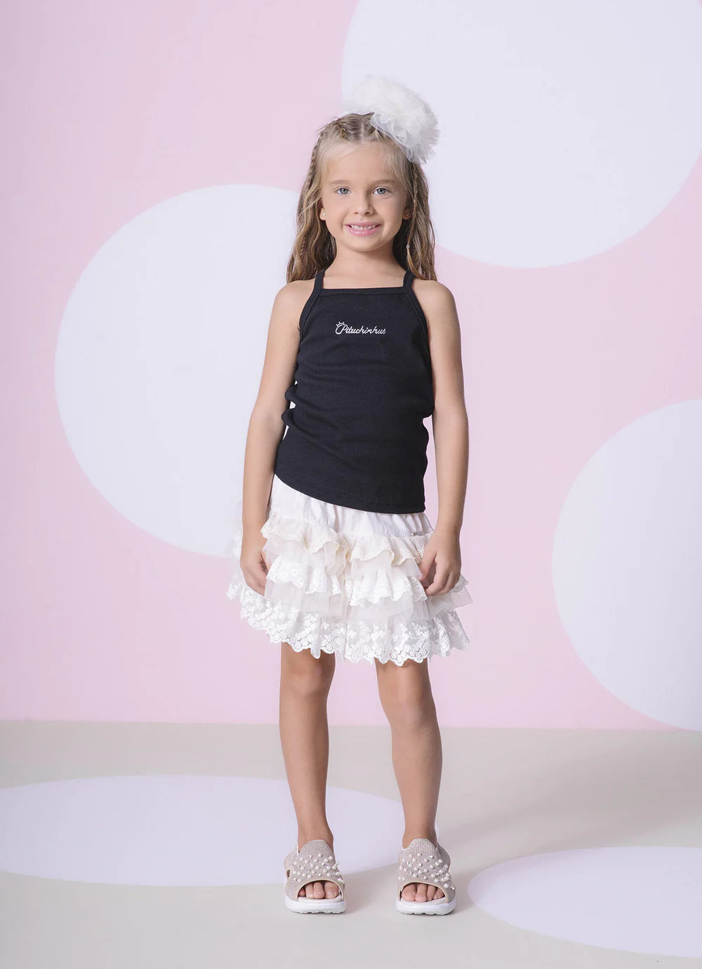 Blusa Ribana Alça Pituchinhus Preto Pituchinhus