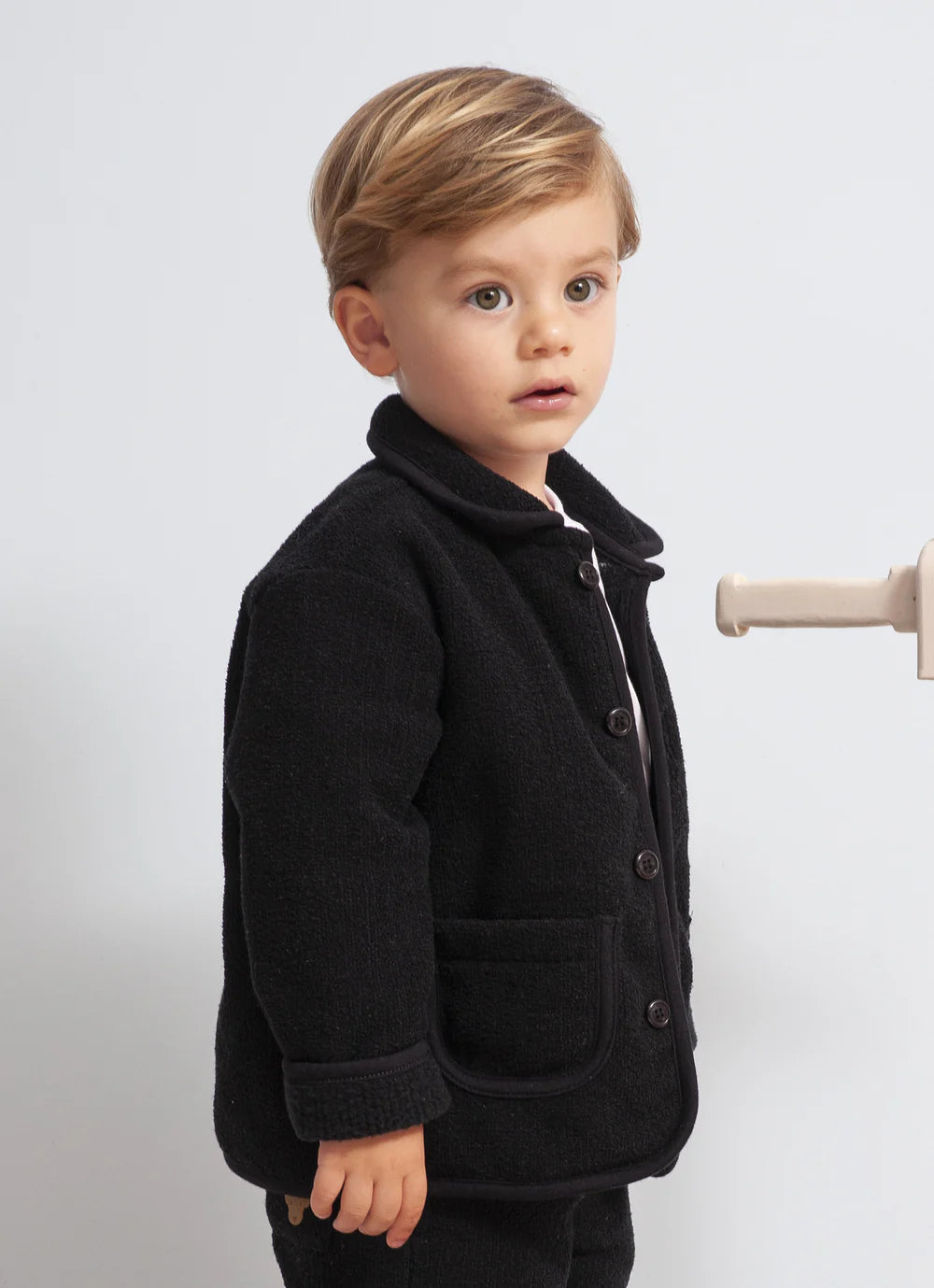Casaco Tweed Bolsos For Boys Preto Pituchinhus