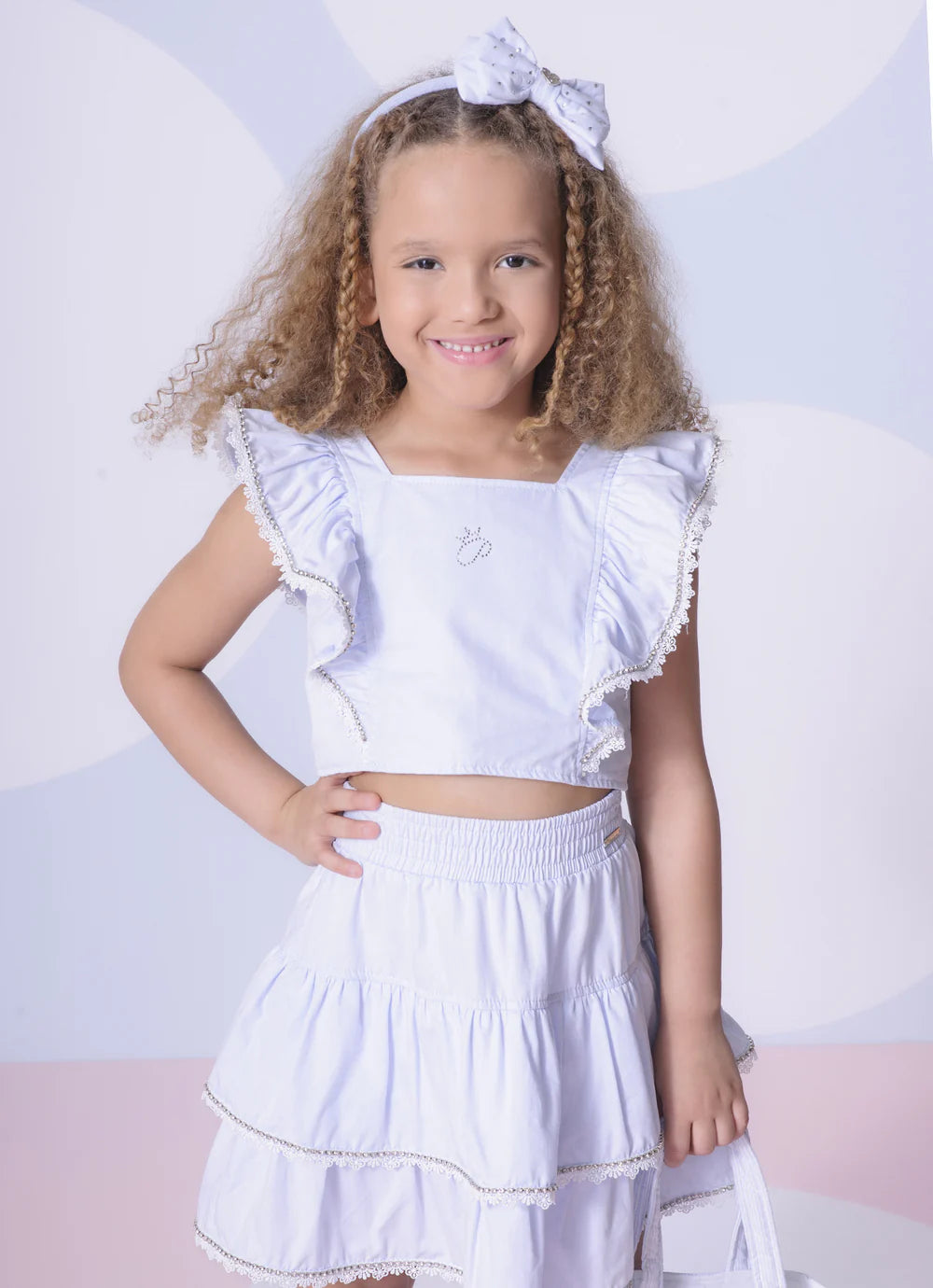 Blusa Cropped Tricoline Babado Pituchinhus