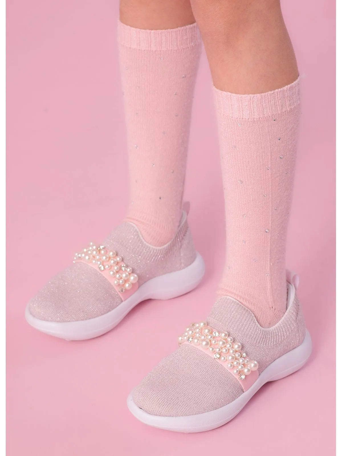 Meia Tricot Cristais Sugar Rose Pituchinhus