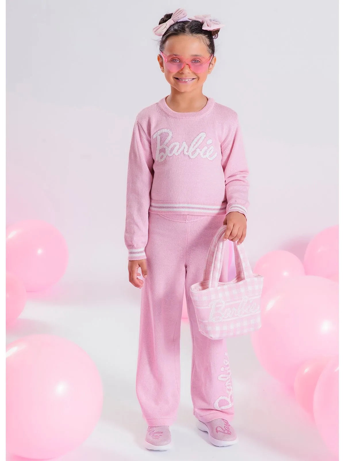 Calça Tricot Reta Barbie Shine /Sugar Rose - BambolePetit
