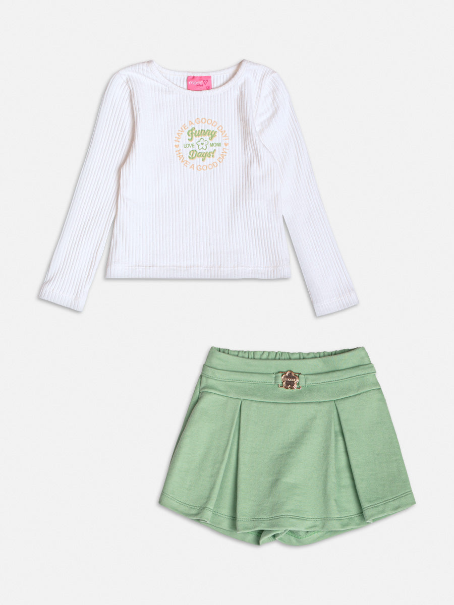 Conjunto Manga Longa Blusa Shorts Off White - BambolePetit