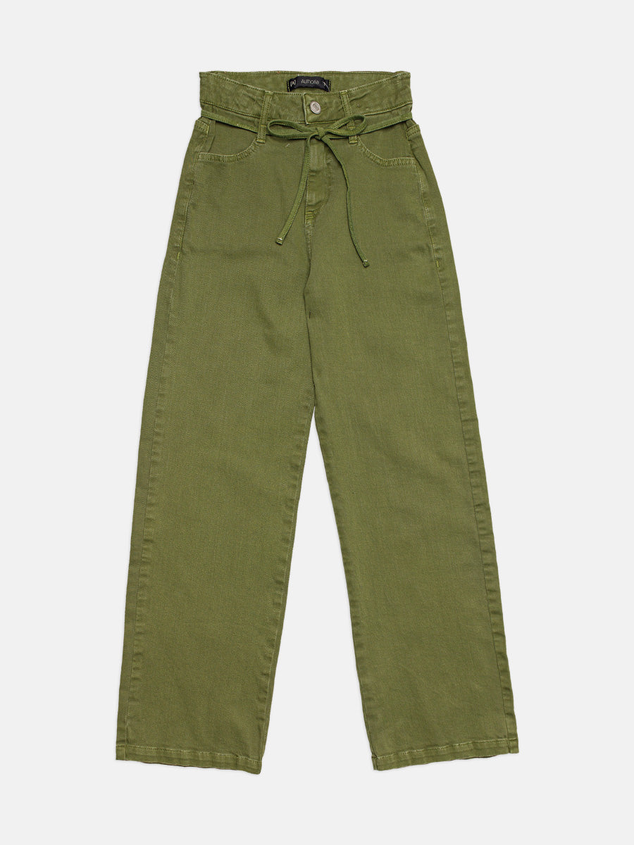 Calca Sarja Wide Verde Oliva I Am