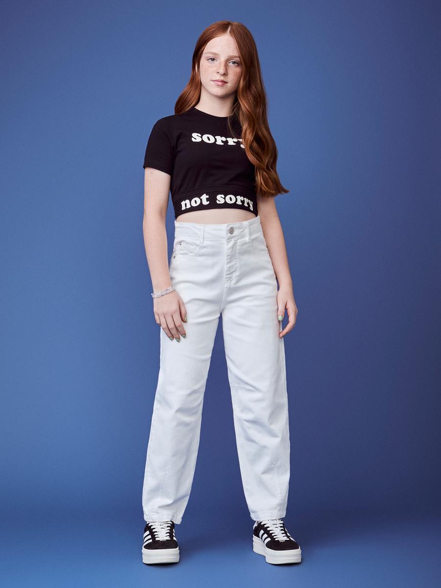 Cropped Preto Estampado I Am