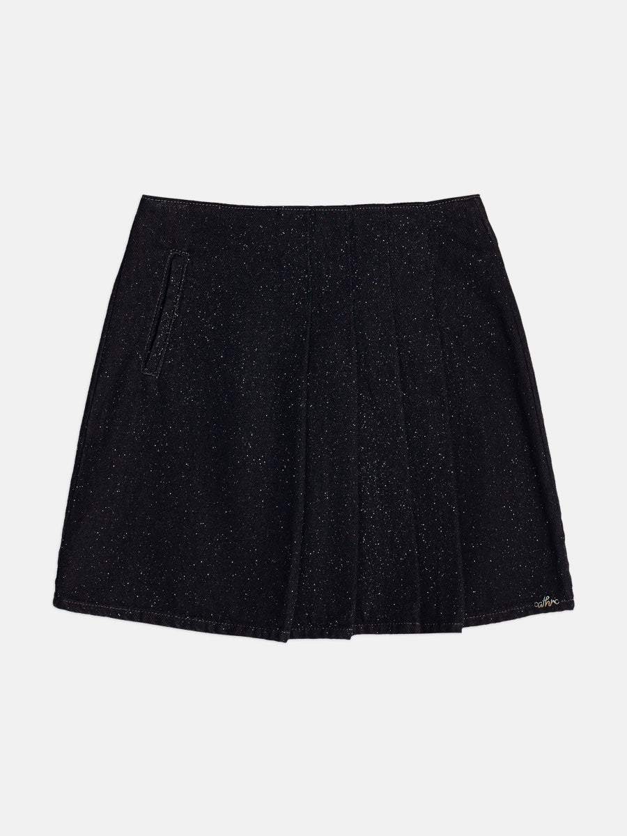 Saia Jeans Black Glitter Preto I Am