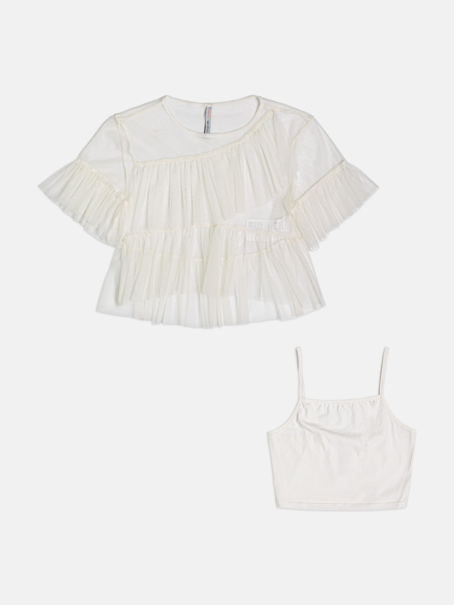 Blusa Tule Babados Off White I Am